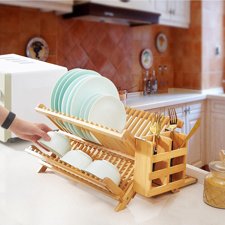 Bamboo dish best sale drainer rack